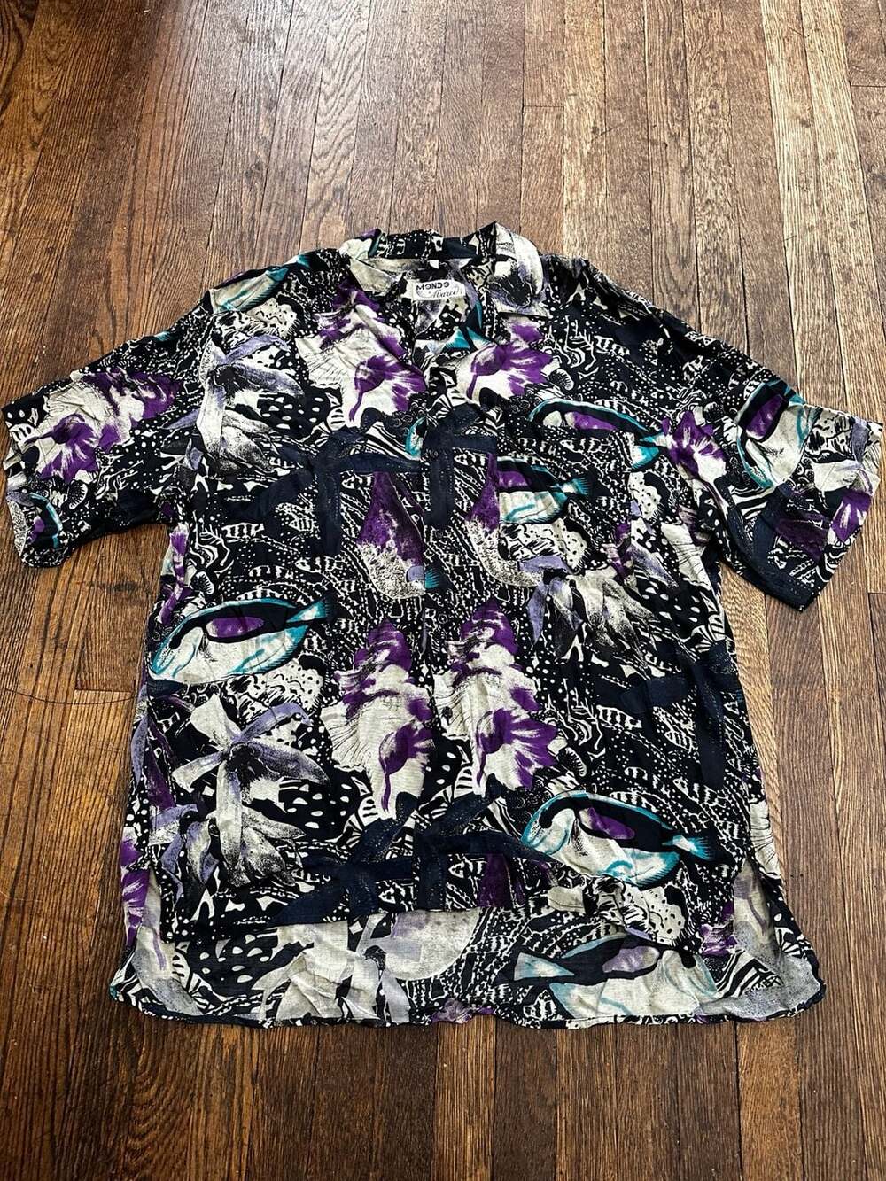 Vintage Mondo di Marco Retro Short Sleeve Button Down Shirt XL 54 Made in Italy